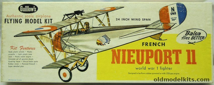 Guillows Nieuport 11 - 24 inch Wingspan for Free Flight or R/C Conversion, 203 plastic model kit